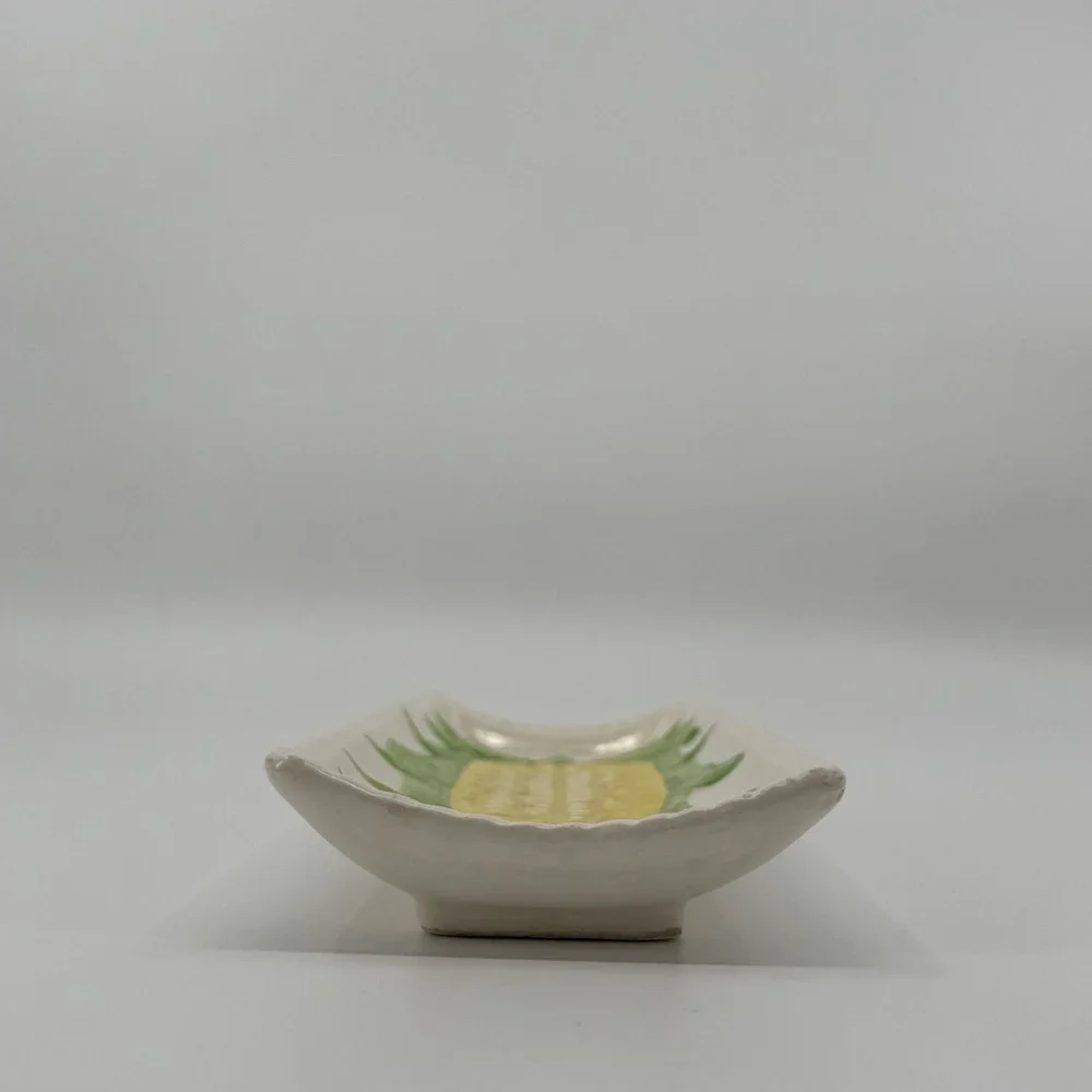 Vtg 1960s Corn Cob Relish Trays SET 4 Majolica Ceramic Vegetable Serving Dishes